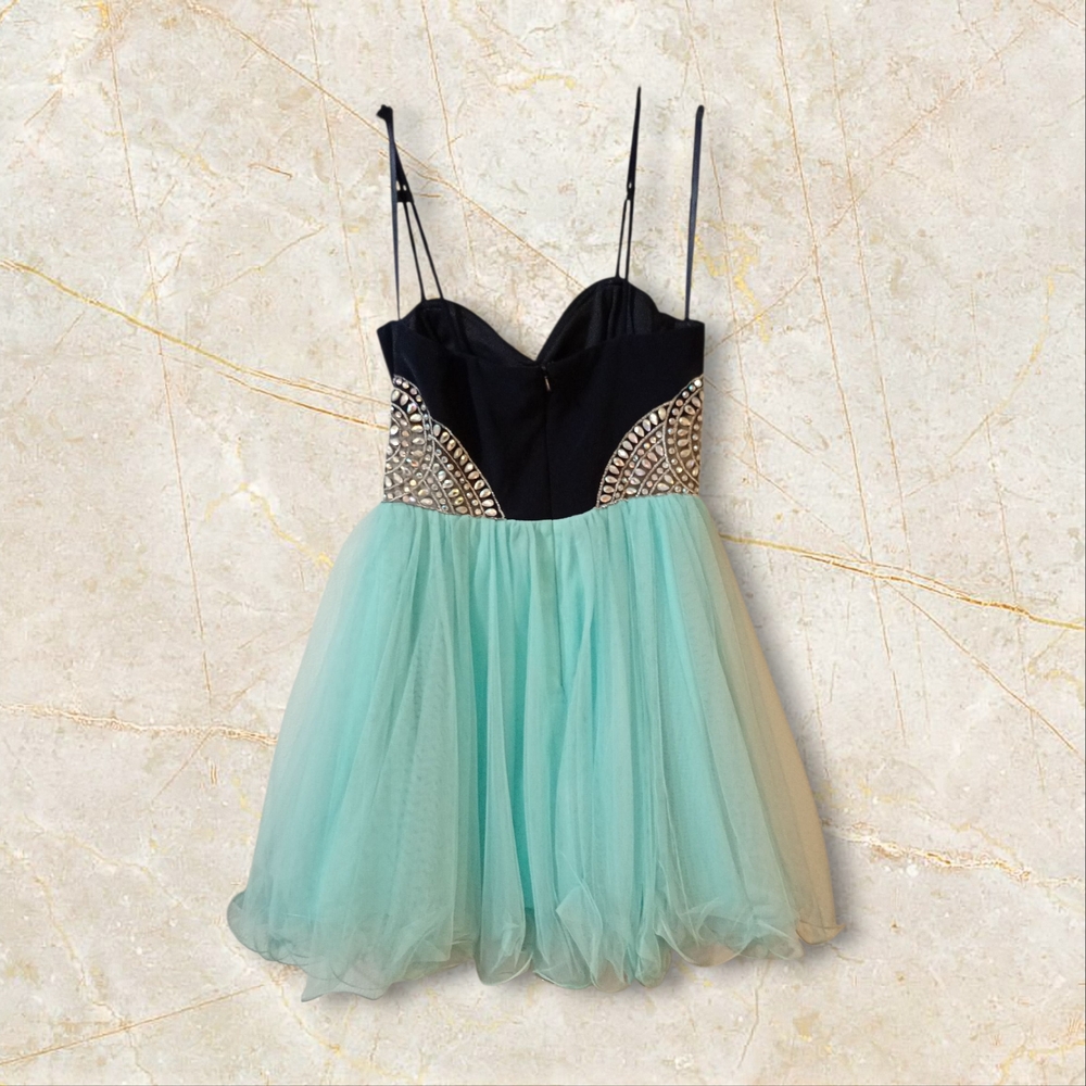 Blondie Nites Black and Mint Evening Gown